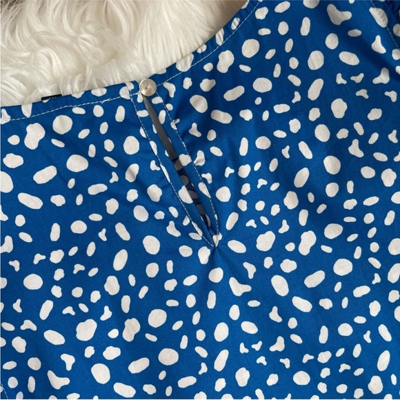 EUC Michelle McDowell Size Medium Women’s Blue and White Ruffle‎ Polka Dot Dress - Picture 12 of 13